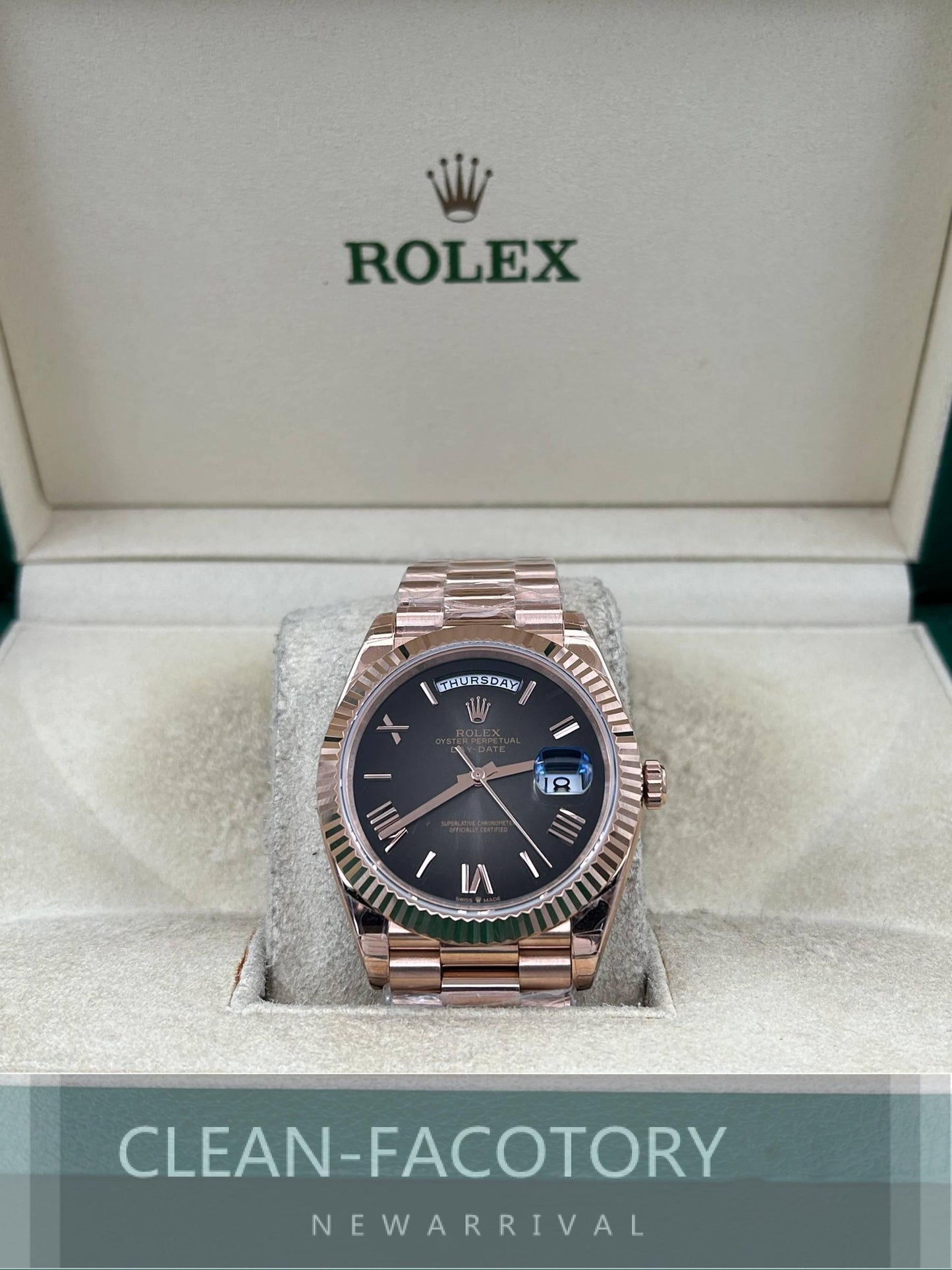 Day-Date 228235 40mm Slate Ombre Dial Rose Gold President Clean Factory