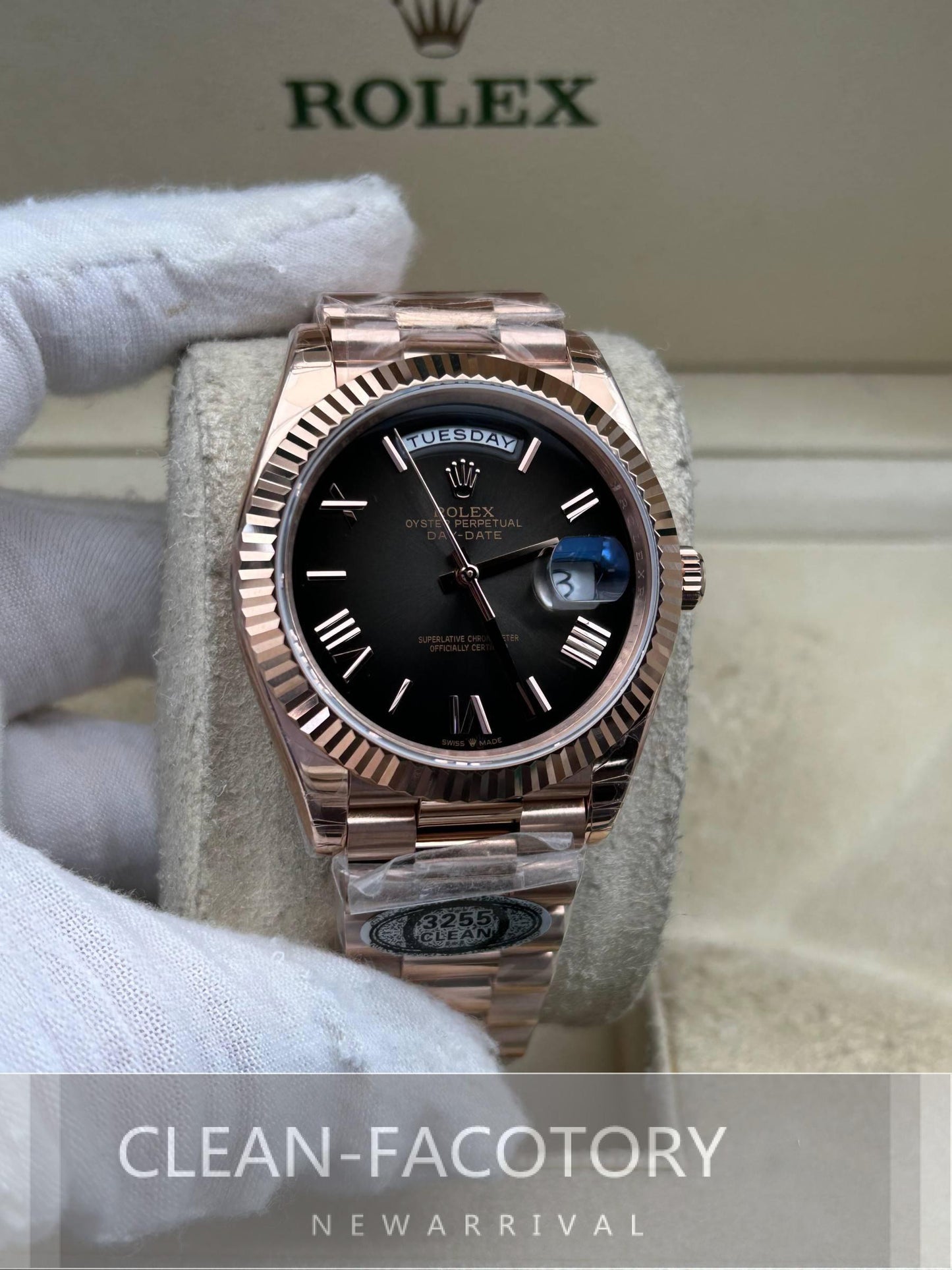 Day-Date 228235 40mm Slate Ombre Dial Rose Gold President Clean Factory