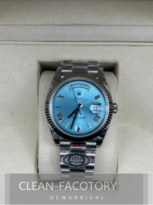 Day-Date 228239 40mm White Gold Ice Blue Dial Roman Markers President Clean Factory