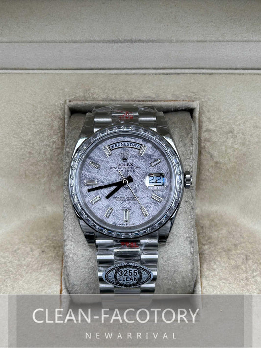 Day-Date 228396TBR 40mm Platinum Meteorite Dial Baguette Diamonds President Clean Factory